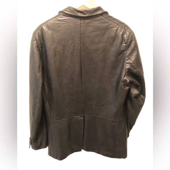 Banana Republic Butter Soft Leather 2 Button Blazer Jacket 40R Black Pockets - Picture 2 of 10